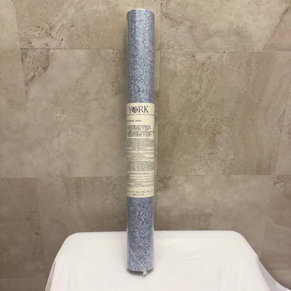 Vintage York KB835 Blue Speckled Wallpaper Reverse Hang Double Roll NOS USA